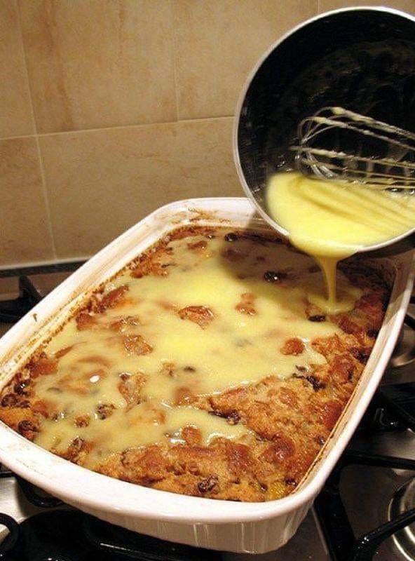 Grandmother’s Traditional Bread Pudding with Vanilla Sauce