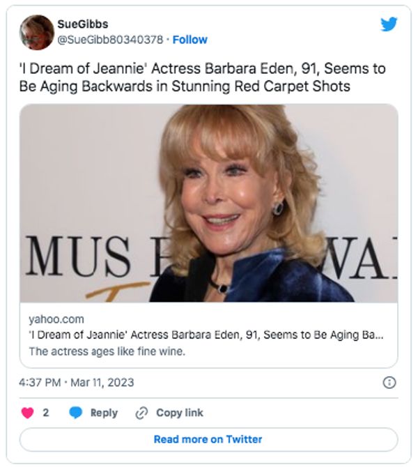 Barbara Eden revealing her secrets to staying youthful