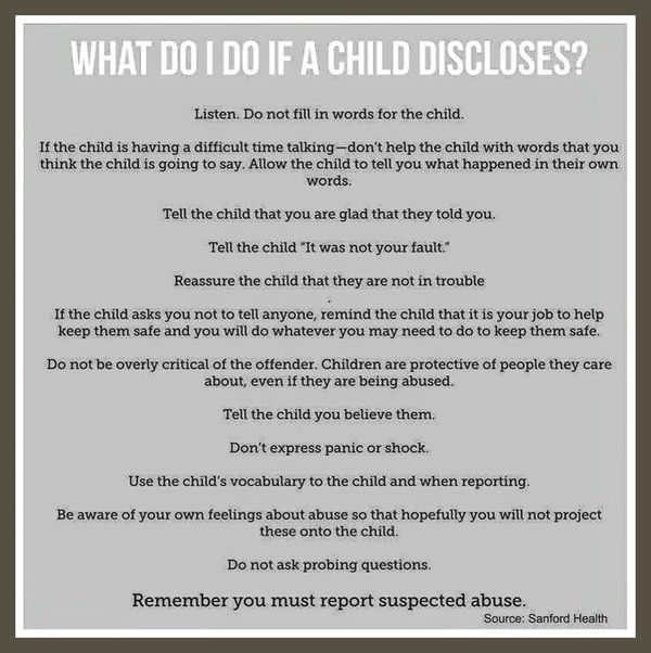 What To Do If A Child Discloses Sexual Abuse