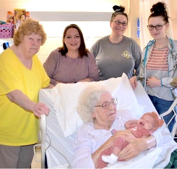 MaeDell Taylor Hawkins with her great-great-great-grandchild