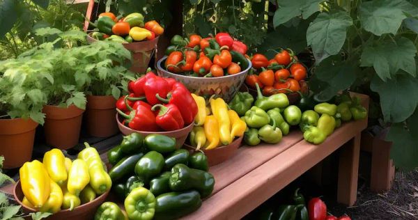 peppers in the garden