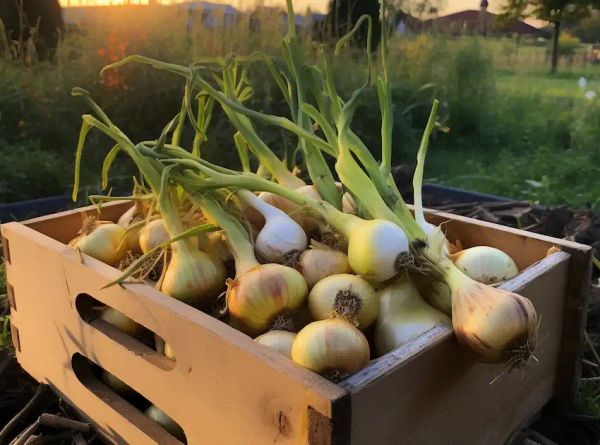 a box with onions