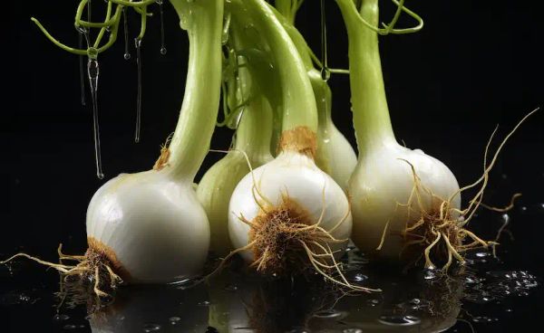 onions rooting in water