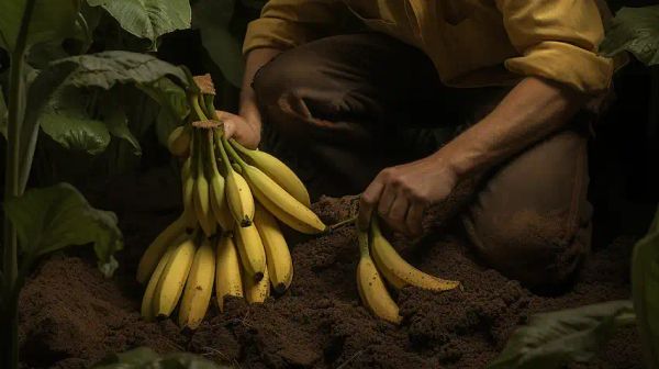 burying bananas in the garden