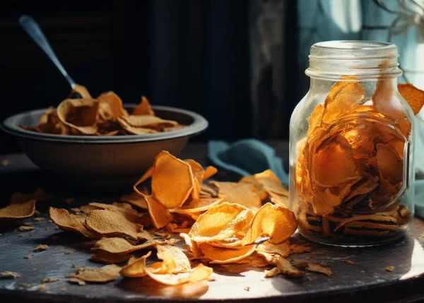 orange peels in a jar