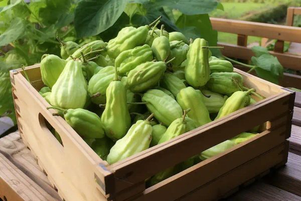 a box with chayote