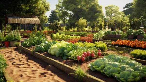 garden with rows of vegetables