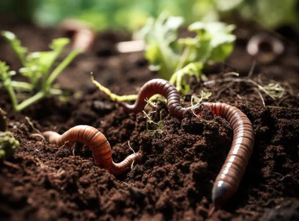 earthworms in the garden soil