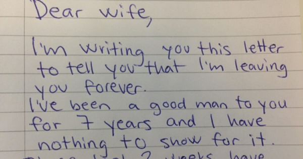 He demands a divorce in letter to wife - instantly regrets every word when he sees her brilliant reply