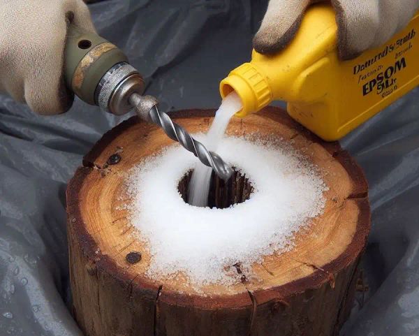 drill holes into the stump