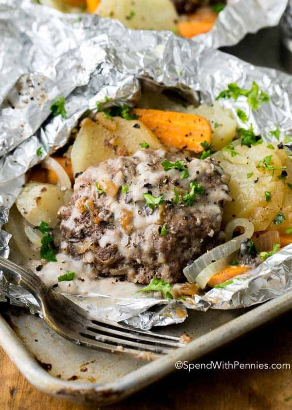 Hobo Dinner Foil Packets (Hamburger & Potato)