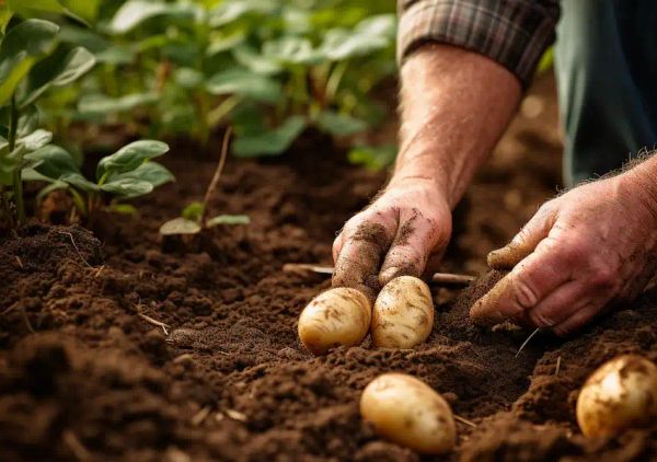 planting cuted potatoes