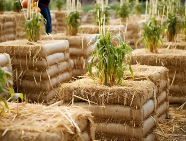 Grow plants directly in straw bales