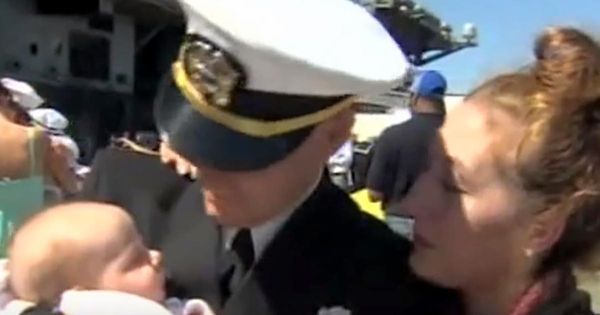 Navy Dad Comes Home To Newborn Son