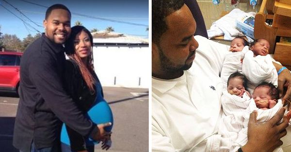 Husband kisses wife's head before delivery and whispers 5 words – 1 hour later he's a single dad to quadruplets