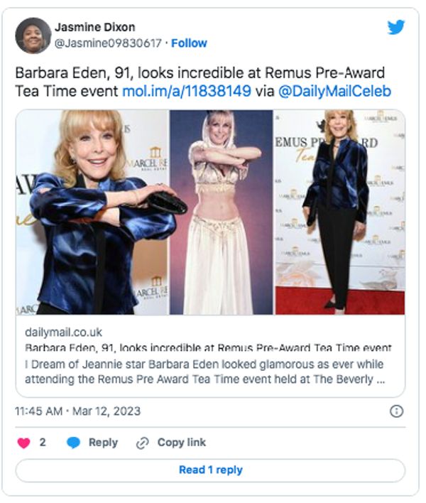 Barbara Eden in a recent photo