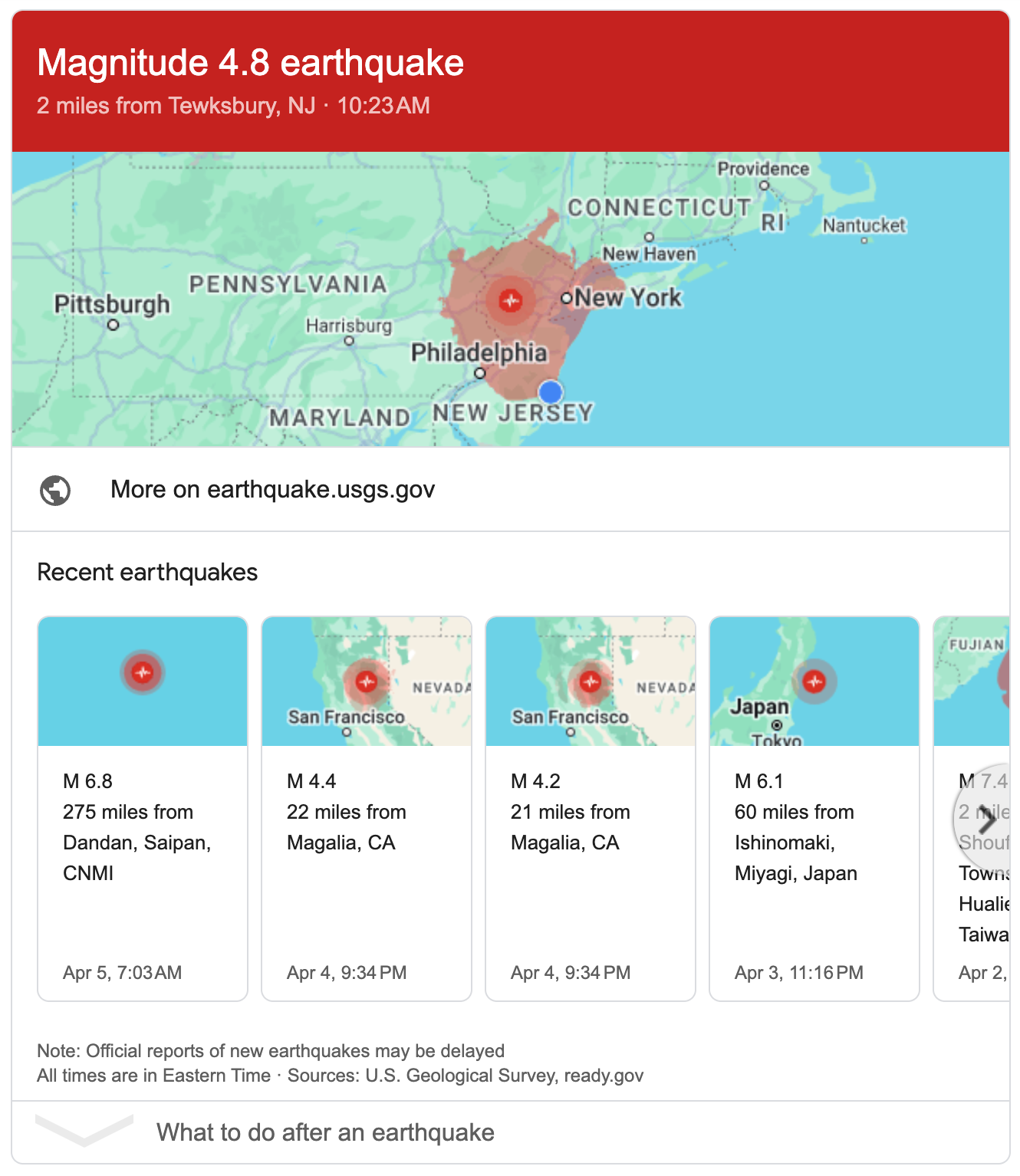 Earthquake Hits the East Coast