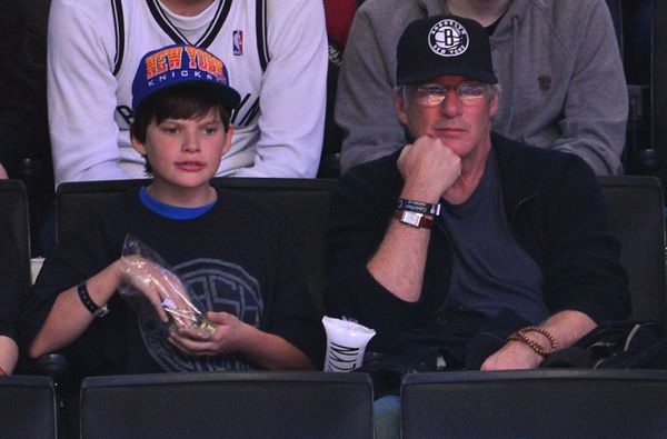 Richard Gere and son Homer at the New York Knicks v Brooklyn Nets game in 2012, in Brooklyn. | Source: Getty Images
