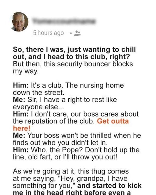 Grandfather Isn’t Allowed inside the Club