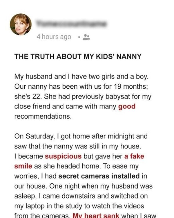 The Suspicious Nanny: A Mother’s Story