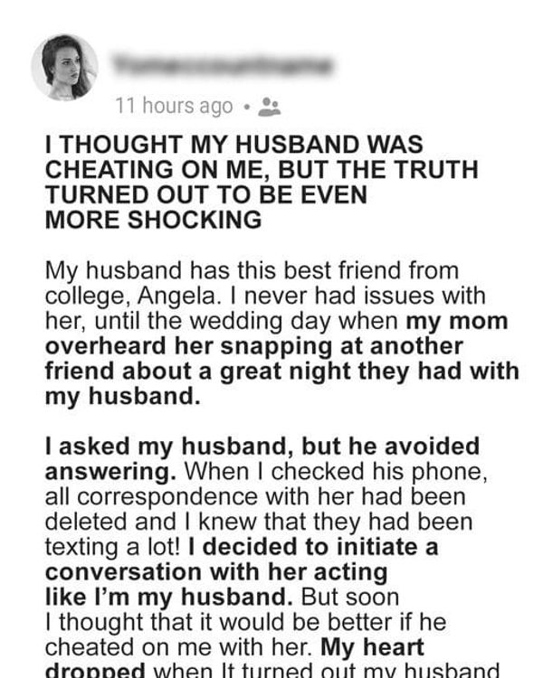 I Thought My Husband Was Cheating On Me, but the Truth Was Even More Shocking