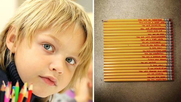 Little Boy Won’t Share His Pencils, But Then The Teacher Noticed Red Writing On One Side