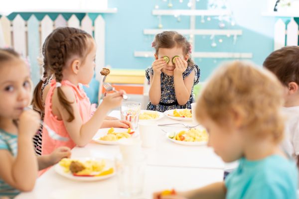 Family enjoying healthy food