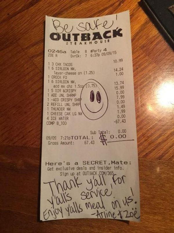 Four Officers Touched by a Kind Gesture at Outback Steakhouse