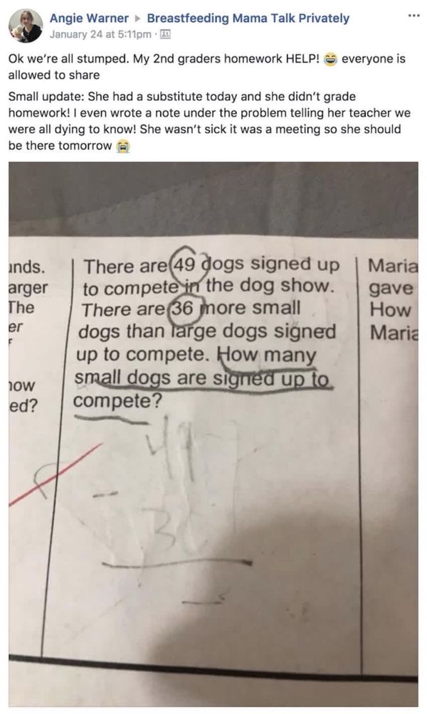 Mom Shares Her 2nd Grader’s Math Homework Online And Almost No One Can Figure It Out