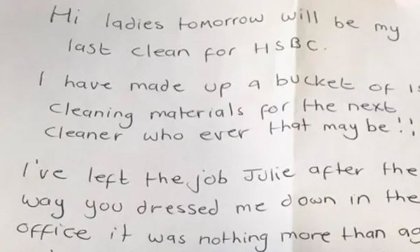 A Loyal Worker Quits And Leaves A Note After Being Bullied By A Manager