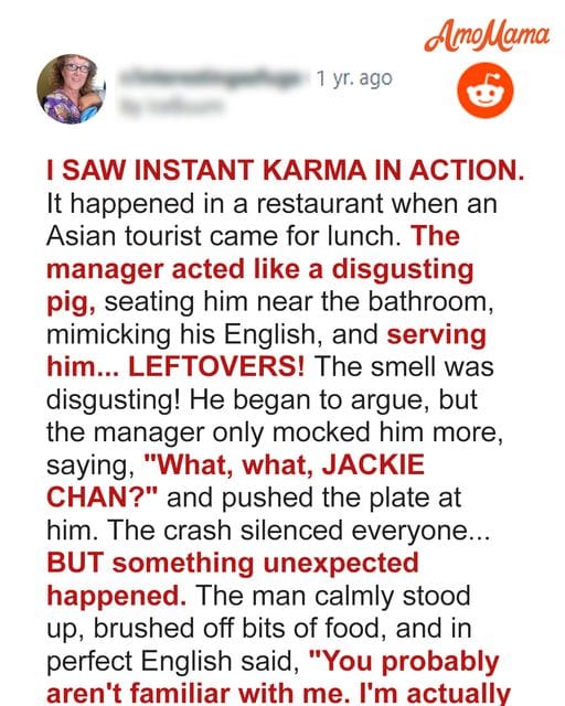 Manager Forced Waitress to Serve Leftovers to Foreign Customer, Life Taught Him a Lesson Immediately