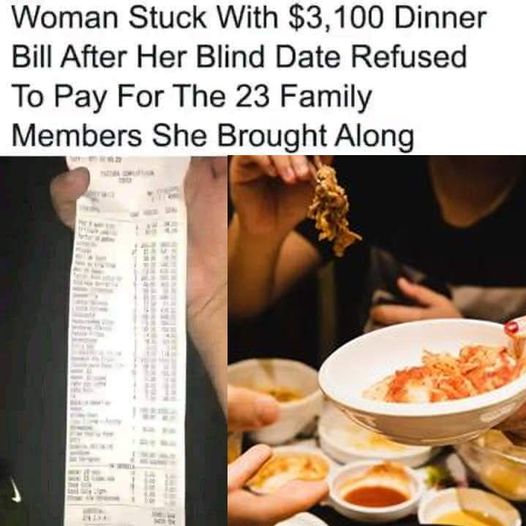 Woman Goes On Blind Date and Invites 23 Family Members to Dinner to Test Her Date’s Generosity