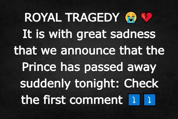 It is with great sadness that we announce that the prince has passed away suddenly tonight