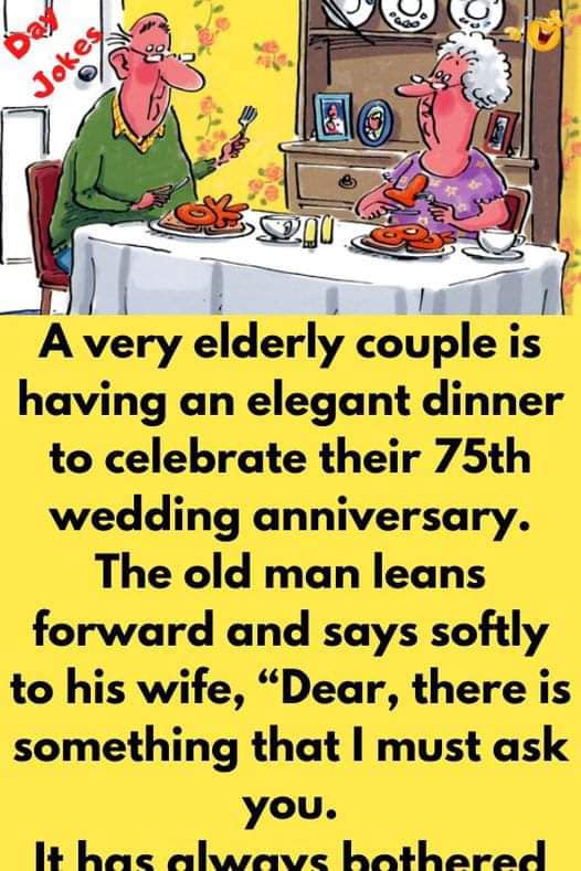 A very elderly couple is having an elegant dinner to celebrate their 75th wedding anniversary