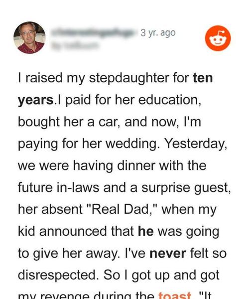 Her Stepdad Resigned As Wedding Host After She Disrespected Him