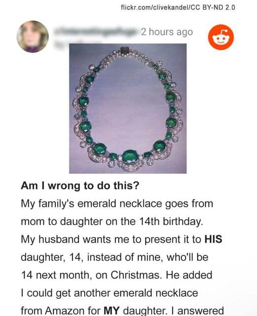 Greedy Dad Wants His Daughter to Inherit His Wife’s Family Necklace Intended for His Stepdaughter