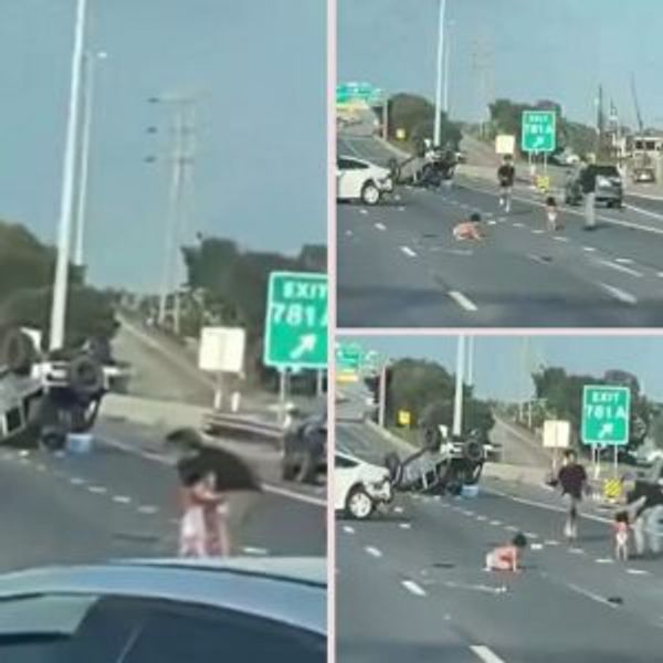 Shocking Footage Shows Toddlers Roaming on Texas Highway After Crash