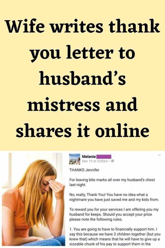 Wife Discovers Husband’s Mistress And Sends Her A Hilarious Thank You Letter