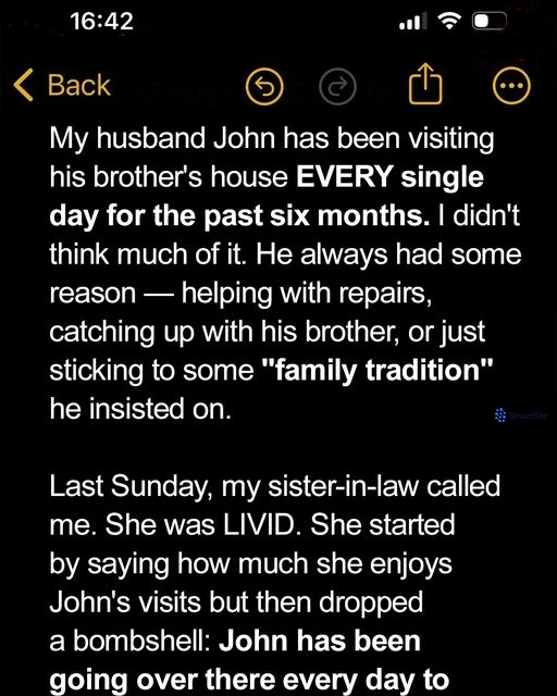 My Husband Had Been Visiting His Brother’s House Daily for 6 Months, When My SIL Called Me Last Sunday, I Was Shocked