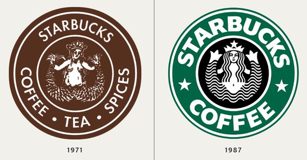 1971 vs 1987 Starbucks logo