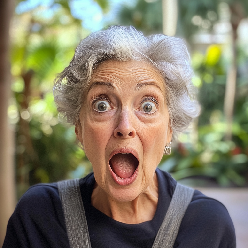 A shocked older woman | Source: Midjourney